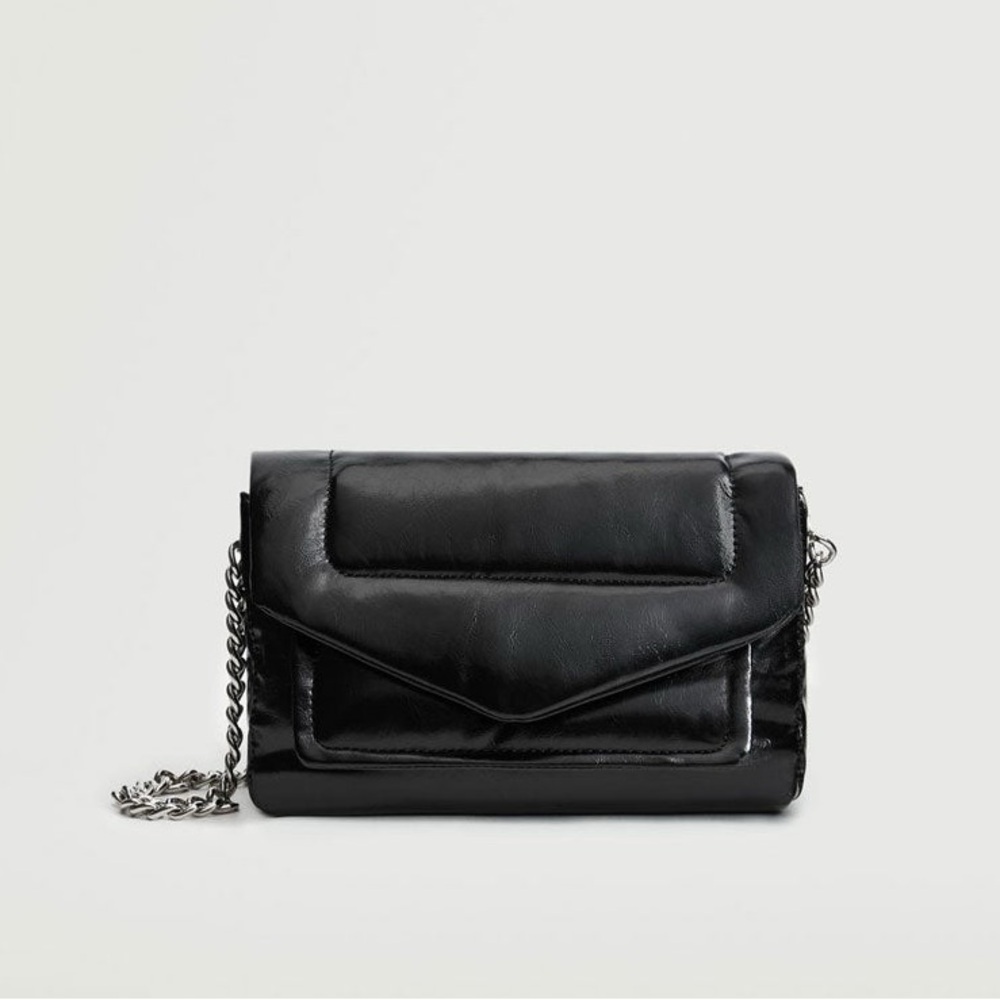 Mango Chain Strap Quilted Black Shoulder Bag